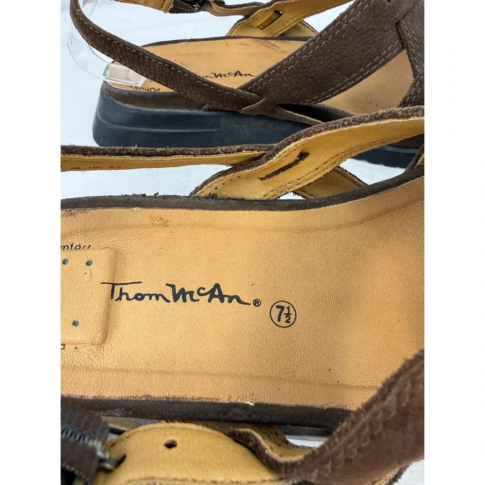 Thom McAn Womens Brown Leather Strappy Slingback Sandals Size‎ 7.5 21882
